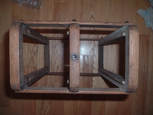 Vintage Singer treadle sewing machine cabinet wood drawer frame stack framing - Picture 3 of 6