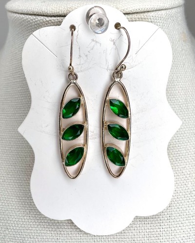 Ohrringe grün Kristall Blattform 925 Sterlingsilber maßgefertigt Handarbeit