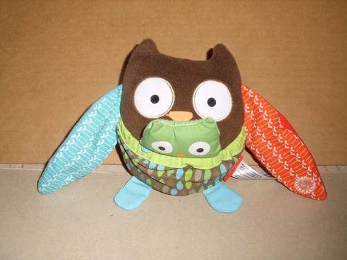 "Juguete de dientes de bebé Skip Hop Lovey Peluche Búho Marrón Rojo Azul Verde 2011 6""" - Imagen 2 de 4