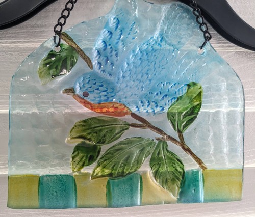 Fused Glass Bluebird Suncatcher - Picture 3 of 5