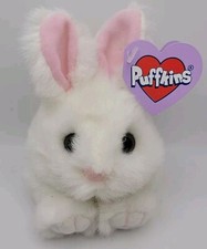 Vintage 90's Plush Puffkins Bunny Lucky White Stuffed Animal Easter