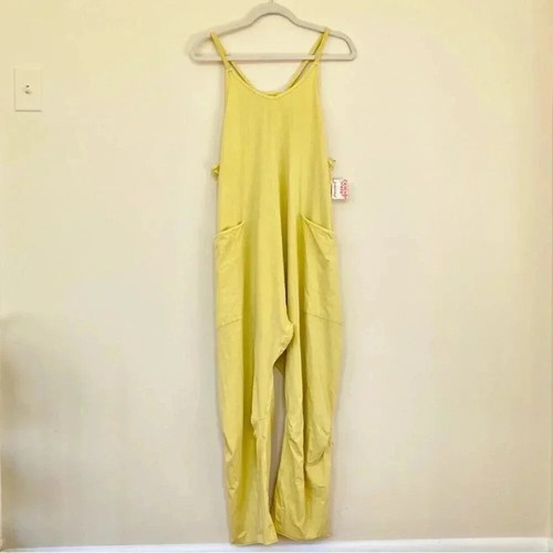 NWT Free People Hot Shot Jumpsuit Sunny Side Gold Yellow Sz XL - Picture 5 of 10
