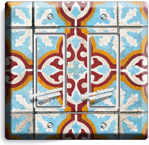 TRADITIONAL BLUE ARABIC RUSTIC TILES STYLE LIGHT SWITCH OUTLET WALL PLATES DECOR - Picture 8 of 34
