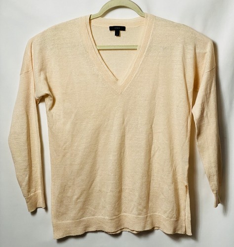 J.crew Damen Pullover Blush Pink V-Ausschnitt Wolle/Leinen Gr. S