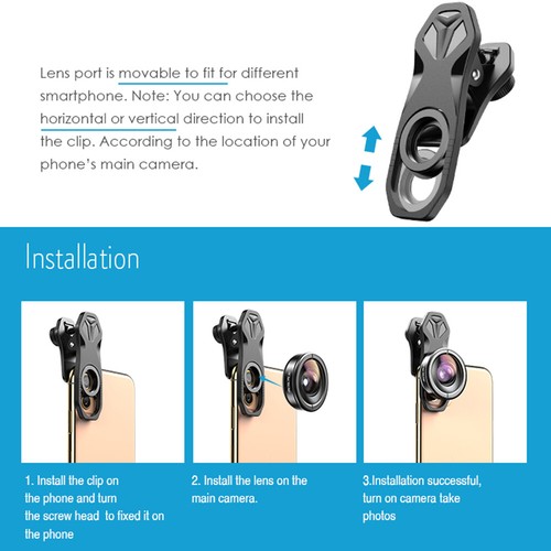 APEXEL 5 en 1 Cámara Teléfono Lente Kit 4K HD Ancho Macro Telescopio Super Lente Ojo de Pez - Imagen 11 de 12