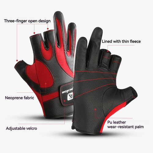Anti-slip 3 Finger Cut Fingerless Breathable Outdoor Sport Fishing Gloves Unisex - Picture 16 of 32