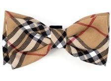 Tan Plaid Dog Bow Tie, Dog Bow Tie, Dog Collar Bow Tie, Cat Bow, Pet Bow tie