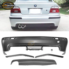 Fits 97-03 BMW E39 5-Series 4DR M5 Rear Bumper Cover Twin Muffler Single Out