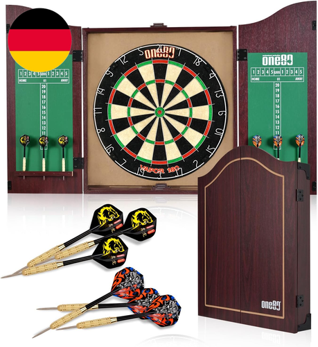 ONE80 Dartschrank Holz, Dartboards Mit 6 Steeldart Dartpfeilen Metallspitze, Dar - Bild 7 von 12