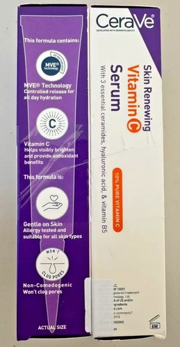 CeraVe Skin Renewing Vitamin C Serum – 2 Pack (30ml Each) – Damaged Box, New Pro - Afbeelding 2 van 4