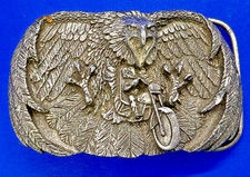 American Bald Eagle Motorcycle Biker Rider VTG 1980 Arroyo Grande Belt Buckle