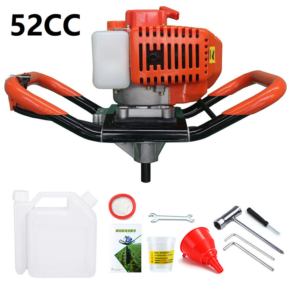 52CC Gas Powered Earth Auger Post Hole Digger Borer Ground Fence Drill ...