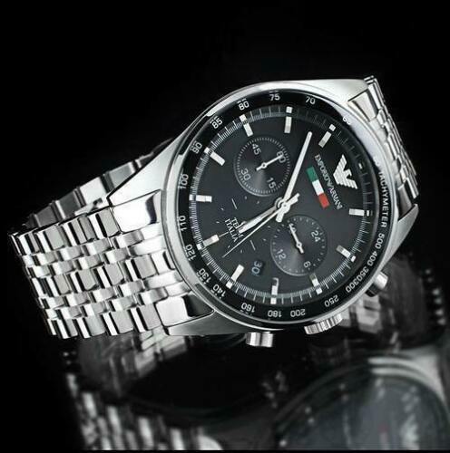 NEU ORIGINAL EMPORIO ARMANI HERREN UHR EDELSTAHL TAZIO AR5983 SCHWARZES ZIFFERBLATT - Bild 2 von 5
