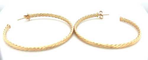 David Yurman Cablespira Hoop Earrings, 2 Inch, 18k Yellow Gold - Picture 2 of 8