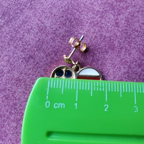 Vintage Avon patriotische amerikanische Flagge Herz Strass Kristall Gold Ohrringe E1 - Bild 11 von 14