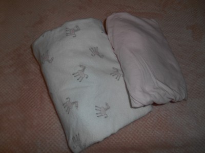2 Fitted Baby Crib Sheets Stretch 100 Cotton Pink Flannel