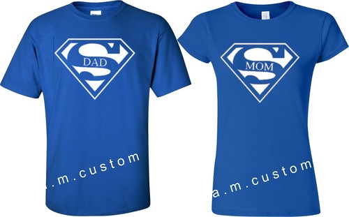 Super Papa Super Mama Liebe Vatertag Paar passende lustige süße T-Shirts - Bild 4 von 4