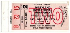 1974 MARYLAND INVITATIONAL TOURNAMENT Ticket Stub TERRAPINS vs UCLA BRUINS 12/28