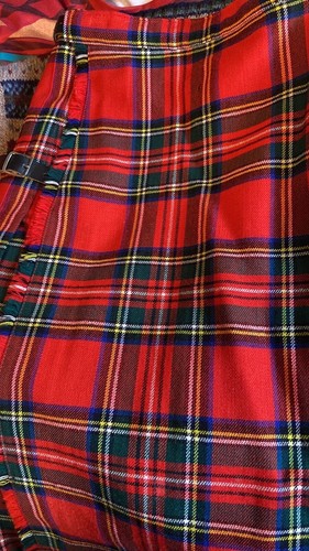 Vintage Skirt Girls 21” Waist Scotland Wool Plaid Wrap Vermont Tartan Christmas - Picture 9 of 10