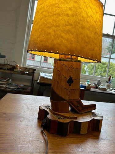 Antique folk art Cowboy Boot matchstick lamp vintage Wyoming prison - Picture 7 of 17