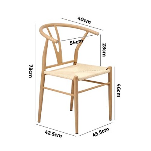 Oikiture 6x Dining Chair Metal Hans Wegner Chair Wishbone Cafe Lounge Beige - Picture 8 of 8