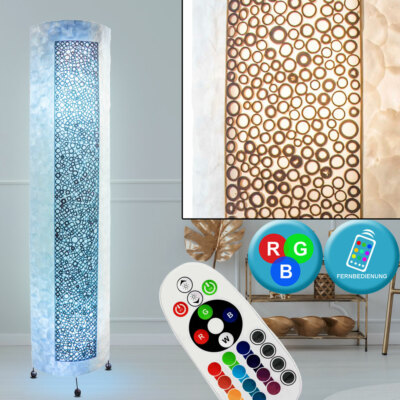 RGB LED Leuchte Steh Lampe Bambus Muschel Stand Ess Zimmer Fernbedienung dimmbar