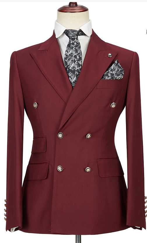 Business Men Suit Regular Fit Double Breasted Blazer Tuxedos Peak Lapel Wedding - Picture 6 of 32
