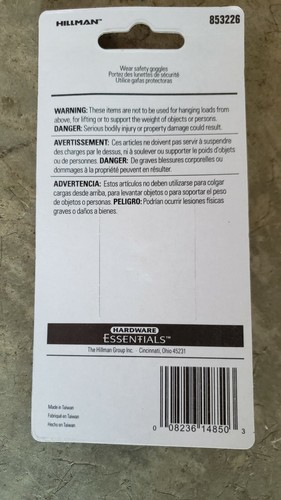 Hillman Hardware Essentials Doble Correa Ecuestre Ojo Giratorio 1 pulgada Nuevo en Paquete - Imagen 2 de 2