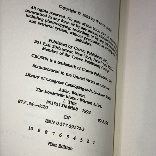 The House Wife Blues - Warren Adler - 1992 - First Ed. Uncorrected Proof - Good - Picture 12 of 12