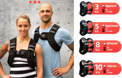 Weighted Vest 3–10Kg Workout Weight Vest with Reflective Stripes Men Women - Picture 5 of 12