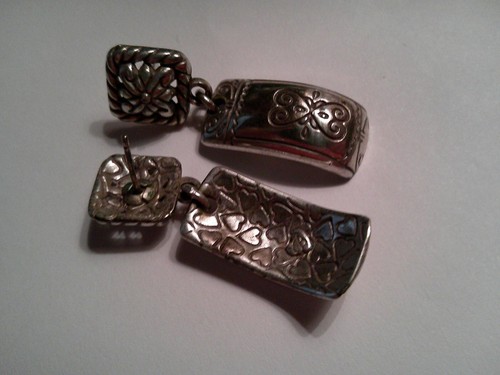 Brighton Dangle Earrings Hearts Front & Back EUC 1 & 5/8" Long - Picture 2 of 2