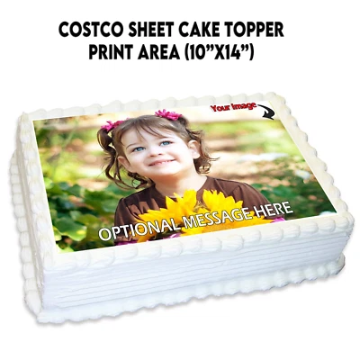 KEYDOTS COSTCO EDIBLE CAKE TOPPER WITH YOUR PHOTO / MESSAGE - COSTCO CAKE TOPPER 10”x14”