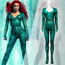Aquaman Mera Cosplay Costume Halloween Jumpsuit Suit Carnival Women's Bodysuit