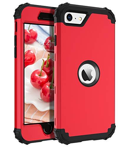 for iPhone SE 2022 Case, Phone Case iPhone SE 2020, Heavy Duty 3 in Red/Black - Picture 2 of 7