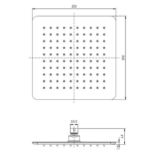 NUOVO SOFFIONE DOCCIA PONSI QUADRATO QUADRO 25x25 cm ACCIAIO ULTRA SLIM 7 mm - Foto 5 di 7
