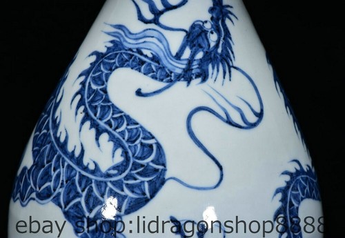 Acheter 12" chinois bleu blanc porcelaine Dragon motif Okho printemps bouteille Vase