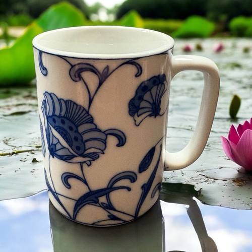 Ceramic/Porcelain Blue & White Chinese Cup Lot Dragon Koi Lotus Butterfly Design - Picture 4 of 22