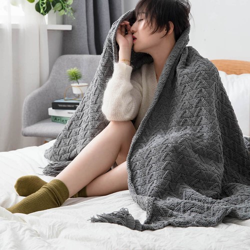 Soft Knitted Blanket Throw Thread Throw Blanket Thick Home Office Sofa Bed Warm - Picture 31 of 94