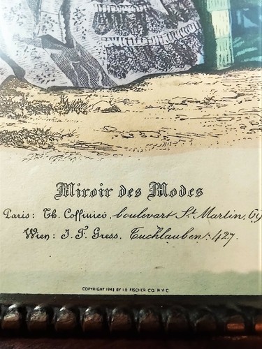 Miroir des Modes Civil War Era Ladies Lithograph, With Original Frame - Picture 5 of 6