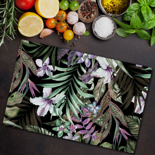 Glass Induction Cover Floral Exotic Flowers and leaves Tropical 80x52