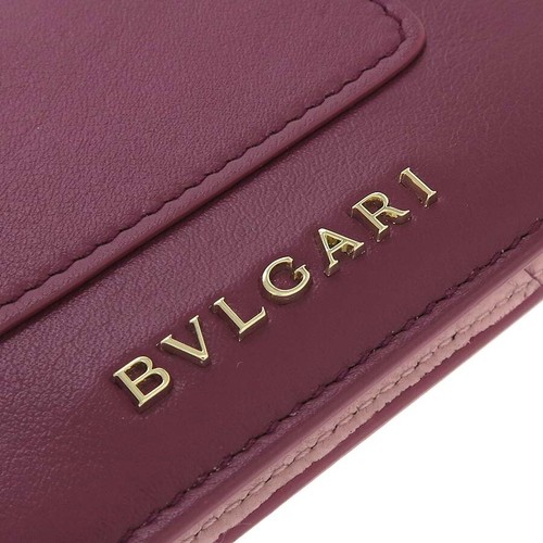 Bvlgari Serpenti Forever Card Holder Case Bordeaux Pink Leather Authentic - Picture 6 of 9