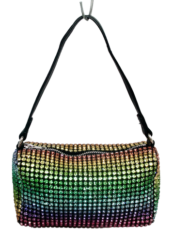 FREE PEOPLE Prisma Abendtasche Mehrfarbig Allover Strass Kristalle