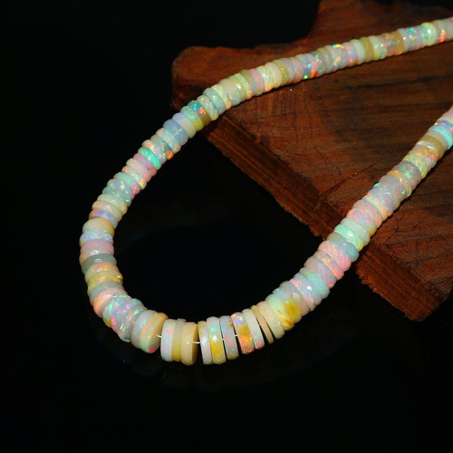 AAA Flashy Yellow Faceted Rondelle Beads Fire Opal Beaded Necklace Gift 1043 - Picture 1 of 3