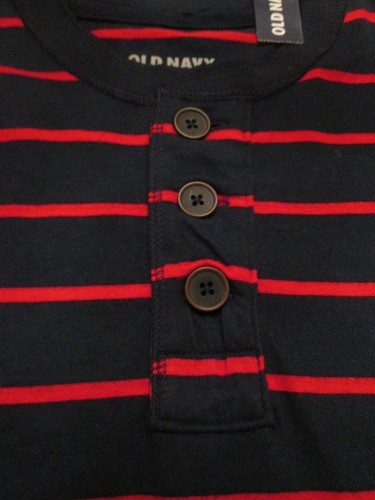 NWT OLD NAVY HENLEY NAVY SHIRT WITH RED STRIPES SIZE M - Picture 4 of 6