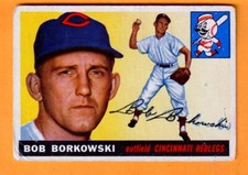 Bob Borkowski Cincinnati Reds 1955 Topps #74 Dayton Ohio Writing on Card