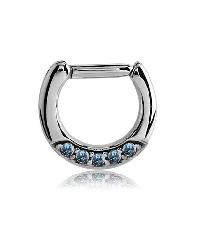 Septum Clicker Hinged Steel Nose Ring Hoop Choose Your Color CZ 5/16" 8mm 16G - Picture 3 of 11