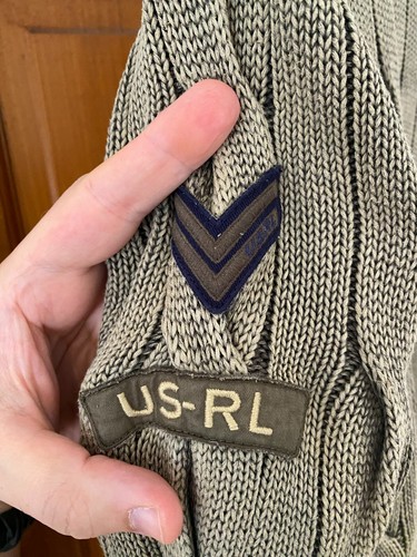 Polo Ralph Lauren Embroidered Cable Jumper Size M Green Military Eagle Cotton - Picture 9 of 12