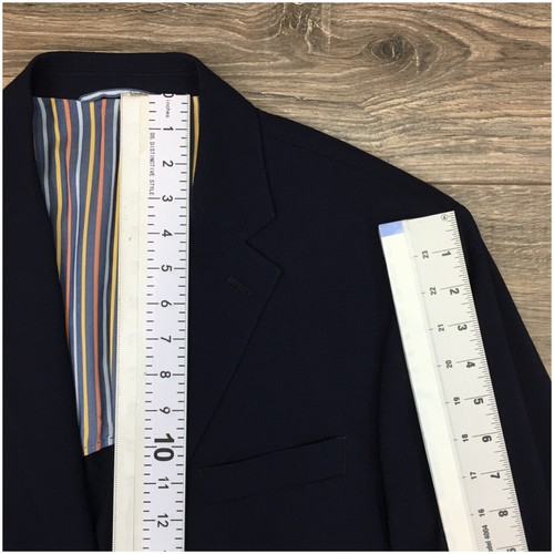 IBIZA Mens Blazer Sport Coat Casual Two Button Jacket Size 44R Blue Wool Suit - Picture 7 of 12
