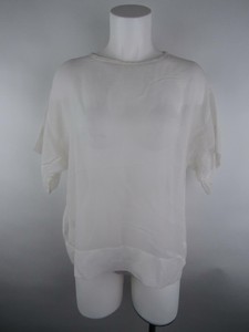 BCBG-Maxazria-Women-039-s-sz-S-White-Silk-Crewneck-Short-Sleeve-Sheer-Blouse-Top