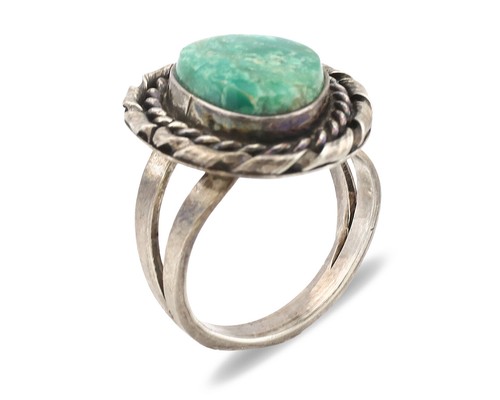 Navajo Ring .925 Silver Green Turquoise Native Artist C.1980's - Picture 2 of 9